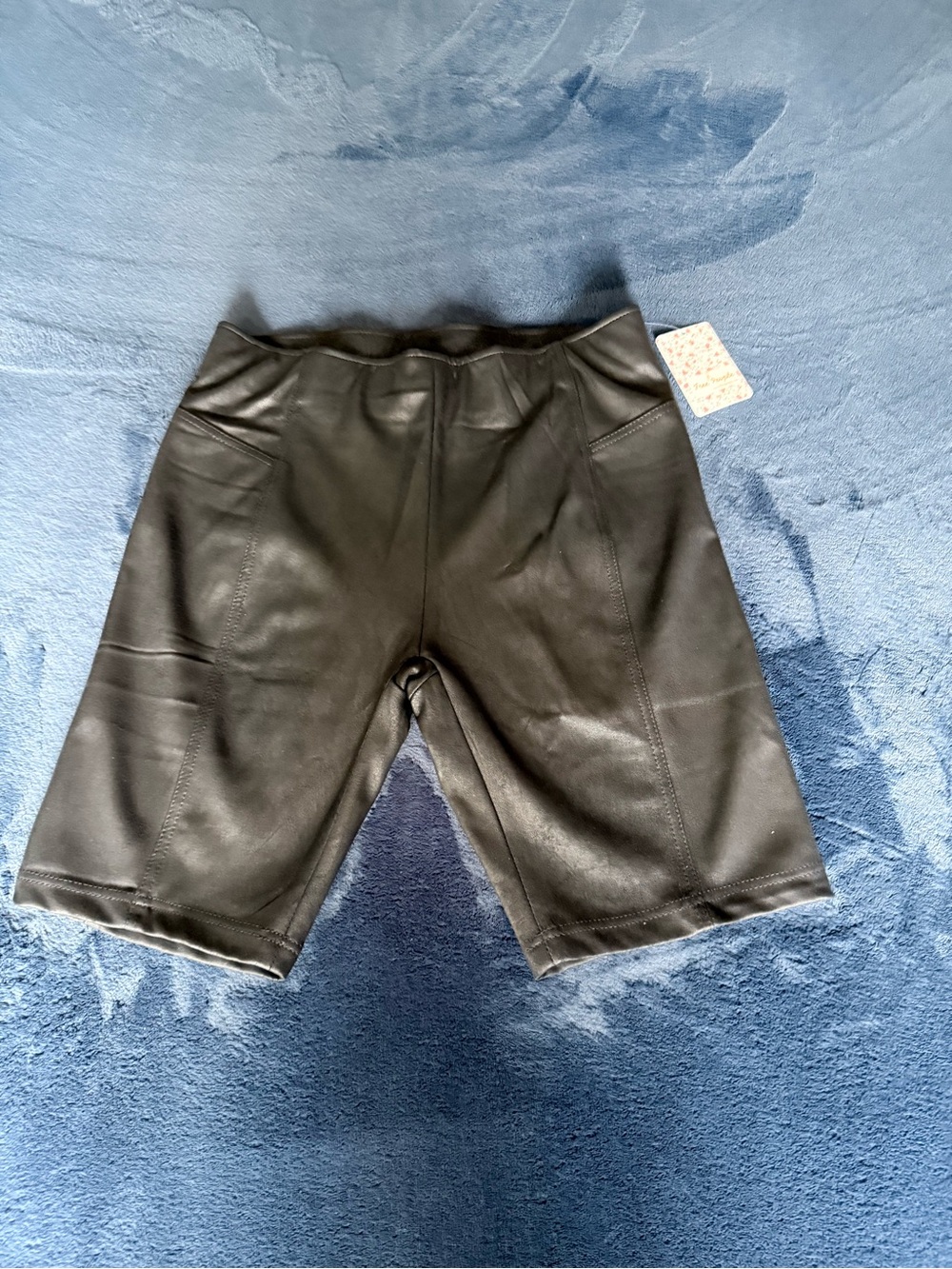 NWT Free People Heatwave Faux Suede Biker Shorts Black Coated Size Medium
